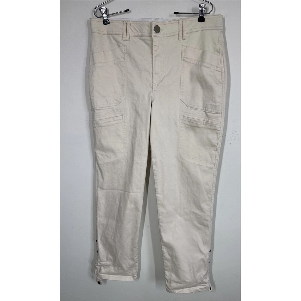 Democracy High Rise Ab Technology Booty Lift Utility Cargo Pants Womens 12 Cream